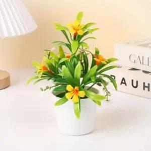 Yellow Bloom Artificial Flower Pot